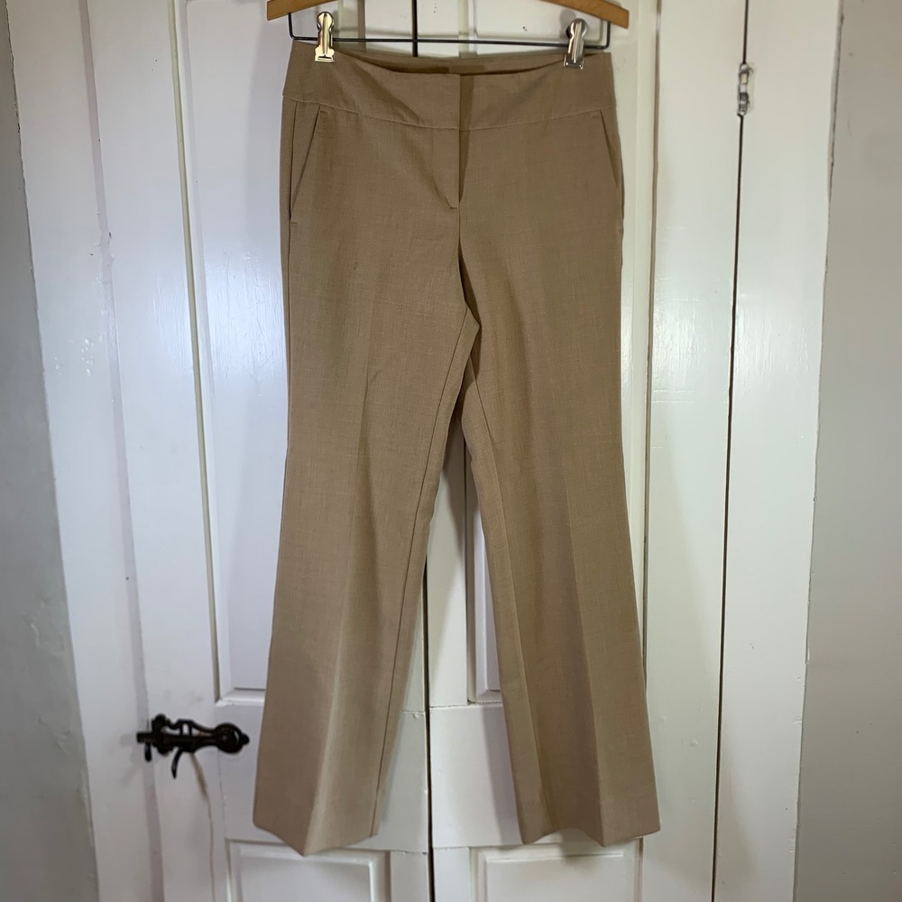 Ann Taylor Factory Signature Petite Tan Khaki Straight Leg Dress Pants 0P Pocket
